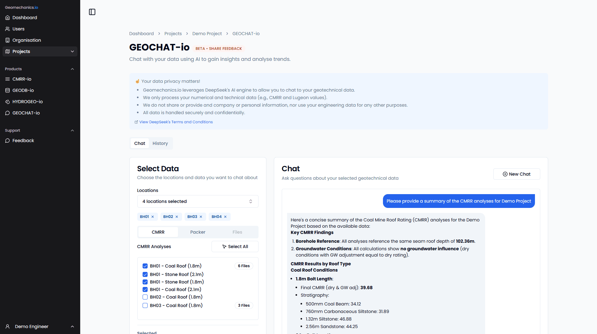 GEOCHAT-io Output Screenshot